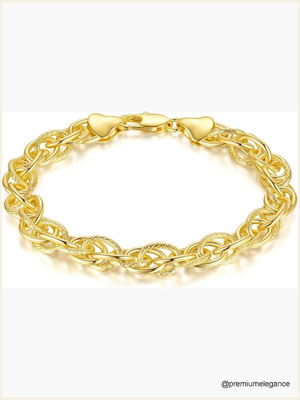 Dense Rope Chain 14K Gold Bracelet Adjustable 6.5-9" Men Women